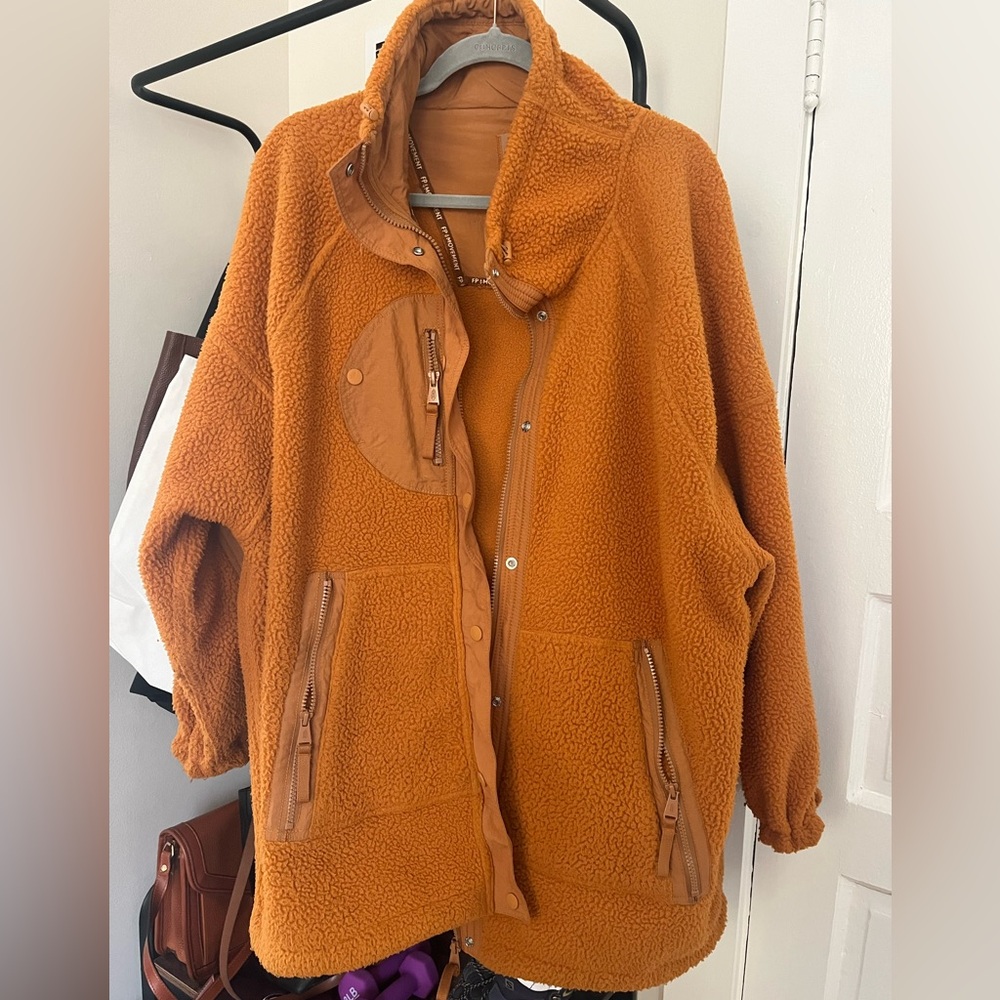 Free People Burnt Orange Fleece Jacket